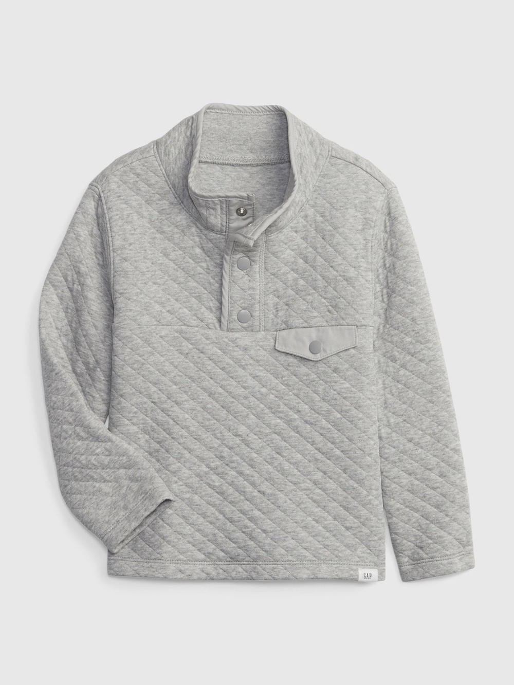 🍁GAP Toddler Quilted Pullover Sweatshirt - Light Heather Gray - 3 Years Old Boy - Picture 6 of 6